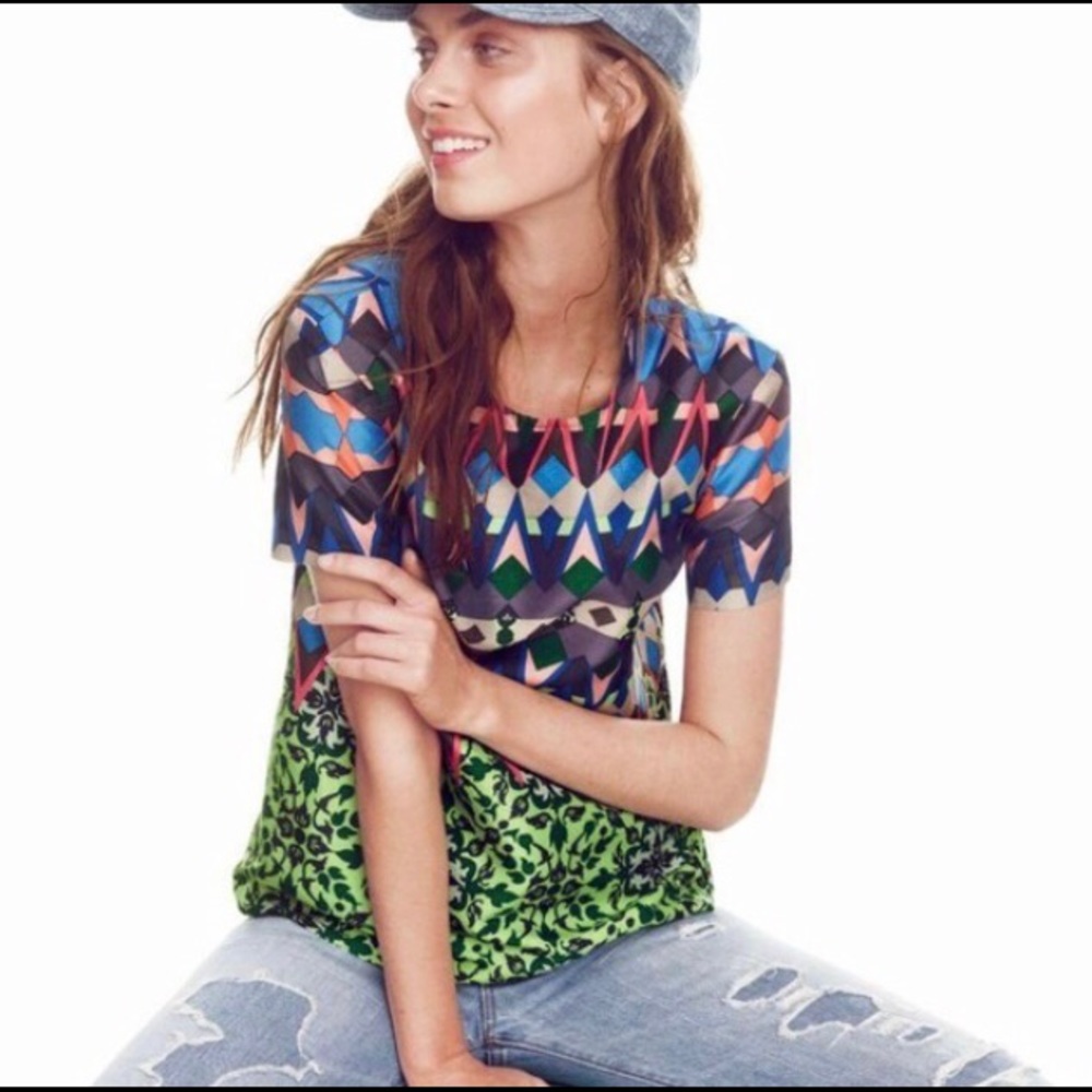 J. Crew Silk Gemstone Floral Top size 6